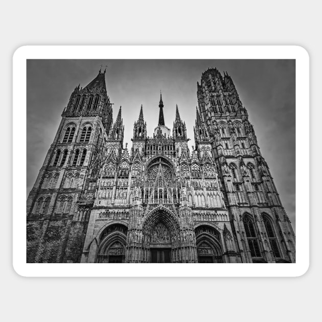 Notre Dame de Rouen black and white Sticker by psychoshadow